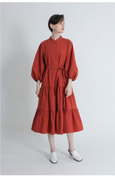 Sleeveless Linen Midi Dress With Straight Neckline And Waist Tie